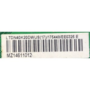 MAIN PARA TV HISENSE / NUMERO DE PARTE 175448 / RSAG7.820.5644 / LTDN40K20WUS(17)/175448/EE0326 / MZ14611012 / PANEL HD400DF-E37(010)S1.B2 / MODELO 40H5	